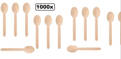 1000x Bio houten lepel naturel 160mm next generation Bestek soep lepel duurzaam hout roer ijs diner restaurant