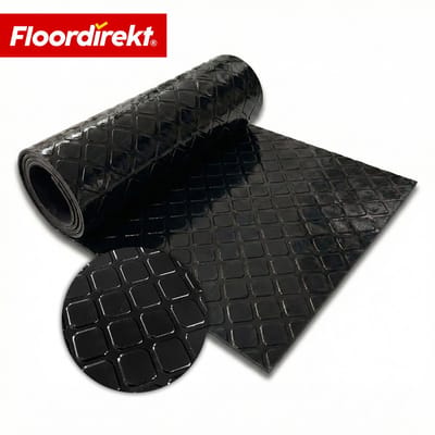 Floordirekt PVC-vloerbedekking Check Quadra - Vierkante Look - Zwart - 110 x 100 cm - Antislip & Onderhoudsvriendelijk - Per meter - Op maat Gesneden - Verschillende Kleuren Beschikbaar