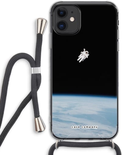 Case Company® - Hoesje met koord geschikt voor iPhone 11 hoesje met Koord - Alone in Space - Telefoonhoesje met Zwart Koord - Bescherming aan alle Kanten en Over de Schermrand