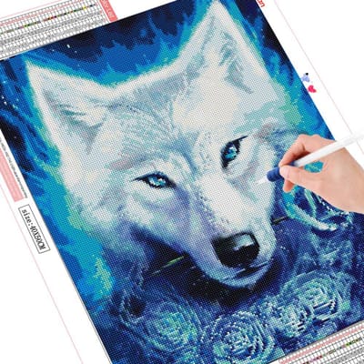 Diamantborduurwerk Wolf Dier Schilderij Kruissteek Schilderij Dierlijk Beeld 20X30CM gray