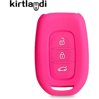 voor Renault tWingo 3 Duster Clio Logan Stepway voor Dacia Logan 2021 siliconen afstandsbedieningssleutel hoes 3 knoppen autosleutel hoes tas helder roze