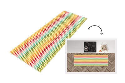 Keukenloper 150x50 cm - Keukenmat vinyl Patroon - Regenboog - Retro - Keukenmatten loper - Keuken vloerkleed tapijt