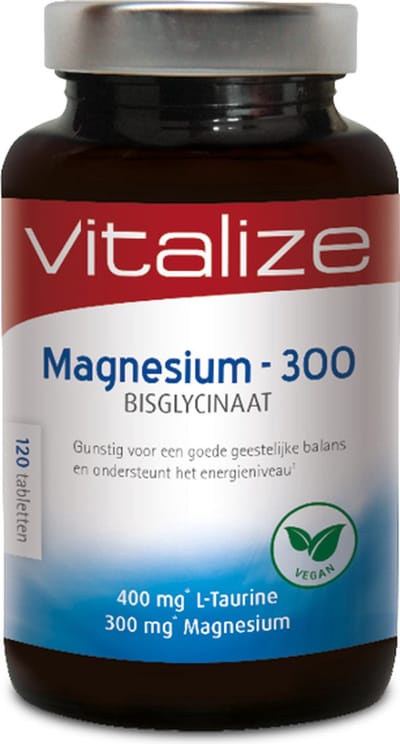 Vitalize Magnesium - 300 Bisglycinaat 120 tabletten | Gunstig voor een goede geestelijke balans - Helpt bij vermoeidheid