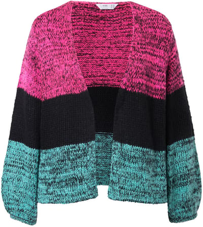 Angel of Style - Dames - Cardigan open Straight Fit strepen - Zwart - Maat 46+