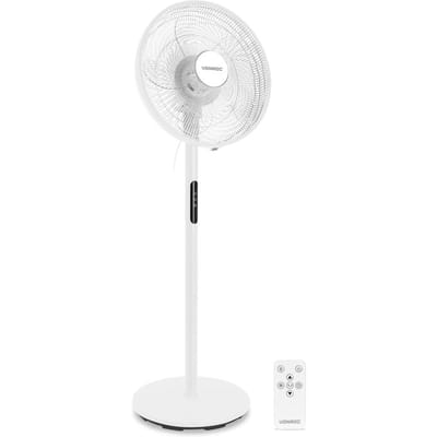 VONROC Vloerventilator - Ø 45,5cm - 4 snelheden & slaapmodus – timer - verstelbaar in 3 hoogtes - incl. afstandsbediening - wit