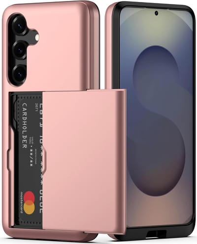 YPCd Hardcase Pasjeshouder Hoesje – Geschikt voor Samsung Galaxy S24 – Shockproof Backcover met Verborgen Kaartvak / Kaarthouder – Roze