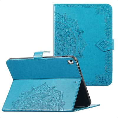 imoshion Tablet Hoes - Geschikt voor Apple iPad 9/8/7 10.2 inch (9e generatie 2021 / 8e generatie 2020 / 7e generatie 2019) - Mandala tablet Bookcase - Turquoise