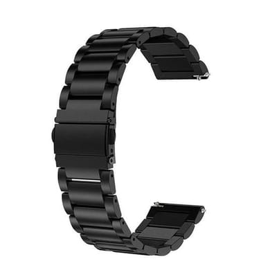 20mm Zwarte Oyster Horlogeband van RVS316L | Universeel geschikt voor Samsung, Huawei, Ticwatch, Amazfit, en Honor smartwatches en analoge horloges | Populair voor Seiko, Casio en Fossil modellen