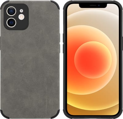 Cadorabo Hoesje geschikt voor Apple iPhone 12 in Zand Grijs - Beschermhoes gemaakt van TPU-silicone Case Cover met fijne faux-suède achterzijde