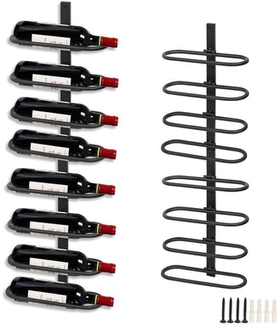 Thuys – Wijnrek Muur – Hangend – Wijnhouder Voor 8 Flessen – Hangrek – 10 x 26 x 41cm – Zwart