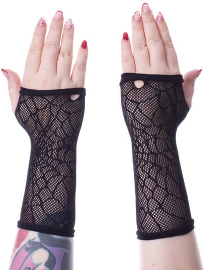 Poizen Industries - Long Web Mesh Handschoenen - Zwart