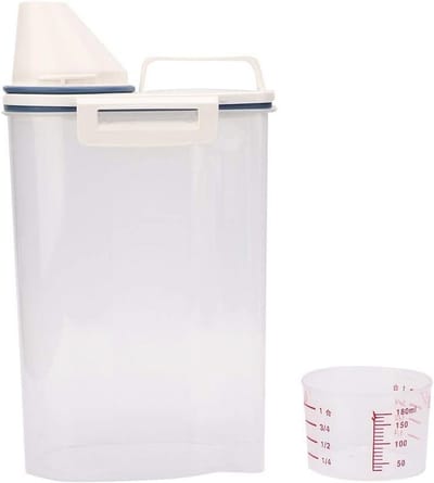 Hondenvoeropslag met maatbeker - 2kg Transparante Voedselcontainer voor Huisdieren