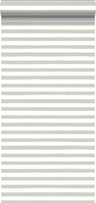 ESTAhome behang geschilderde strepen donker beige en wit - 53 cm x 10.05 m - 138968