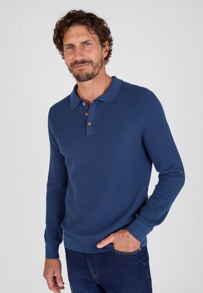 Damart - Trui polokraag fantasietricot - Heren - Blauw - (94-101) M