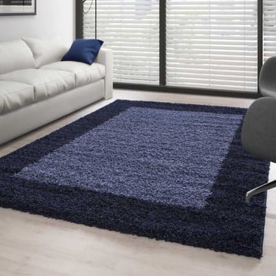 Hoogpolig vloerkleed, design 2, kleur: donkerblauw-blauw 300x400 cm