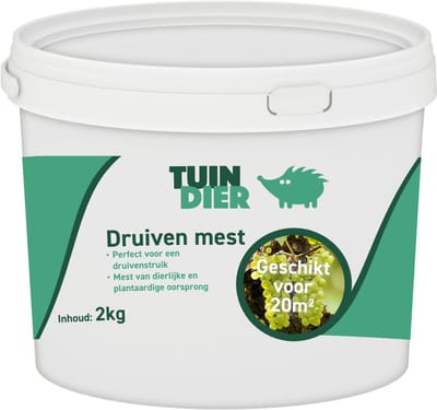 Druivenmest | Druiven mest | Druiven voeding | 100% natuurlijk | In handige bewaaremmer | 2.000 gram | 2 kilogram | TUIN-DIER
