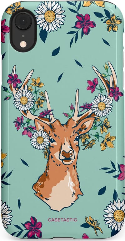 Casetastic Hoesje Geschikt voor Apple iPhone Xr - Stijlvolle Beschermende Duo-layer Case - Gewei bloesem