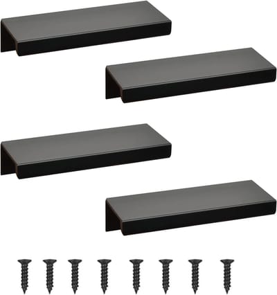 Verstelbare Ingebouwde Deurgrepen voor Meubels - Zwarte Aluminium Handgrepen voor Keuken en Kasten, 8 cm - Set van 4 Stuks