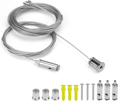 Verstelbare stalen kabel voor lampen, 4-delige set, 1.5 mm x 2 m, geschikt voor LED plafondverlichting in woonkamer, badkamer en kantoor