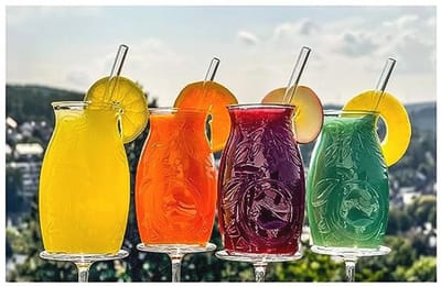 13-delige Tiki cocktailset voor 6 personen - met glazen rietjes en reinigingsborstel
