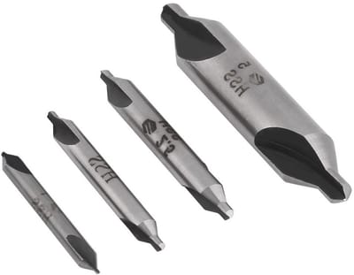 Set van 4 HSS centreringsboren met 60 graden, inclusief 1/2/2.5/5mm, voor nauwkeurig centreren en verzinken