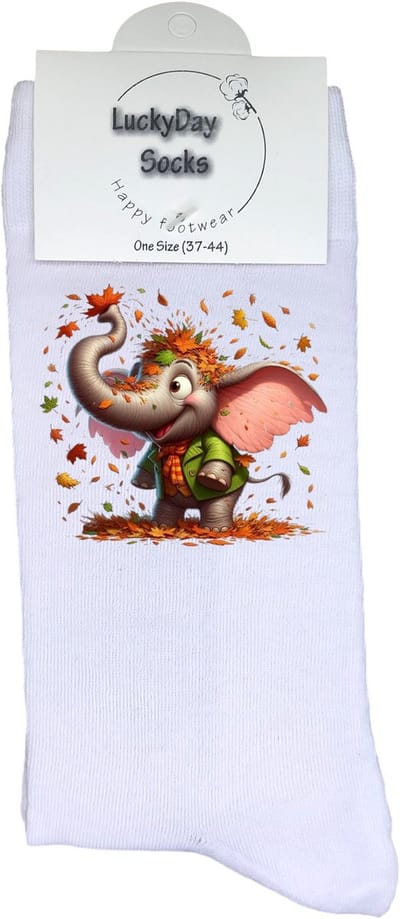 Olifant - Opkikker - Verjaardag cadeau - Grappige sokken - Leuke sokken - Hem haar sokken - Vrolijke sokken - Valentijn Cadeau - Moederdag - Vaderdag - Herfstbladeren - Spelen - Grappig cadeau - Kerst sokken - Sint cadeau - Socks maken Happy - 37-44