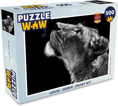 Puzzel Leeuw - Dieren - Zwart wit - Legpuzzel - Puzzel 500 stukjes