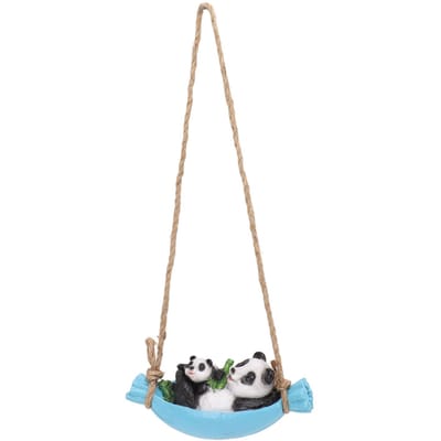 Statue Balançoire Panda Mère et Bébé Panda Allongés Sur La Balançoire Résine Simulation Animal Jardin white