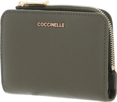 COCCINELLE Leren Kaarthoes Metallic Soft Credit Card Holder Laurel Green Olijfgroen