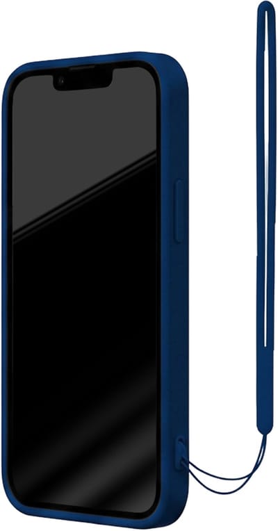 Bigben Connected, Hoesje geschikt voor iPhone 14 - Siliconen met Bijpassend Polskoord, Marineblauw