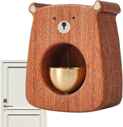 Houten deurbel - Decoratieve bel - Kinderkamer decoratie - Creatieve ontwikkeling - 7.5 x 3.5 x 9 cm - Houtkleur