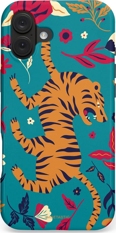 Casetastic hoesje geschikt voor Apple iPhone 16 Plus - MagSafe - Dubbellaagse bescherming - Gouden brul - Fashion Case - Petrol Terracotta Bordeaux Taupe