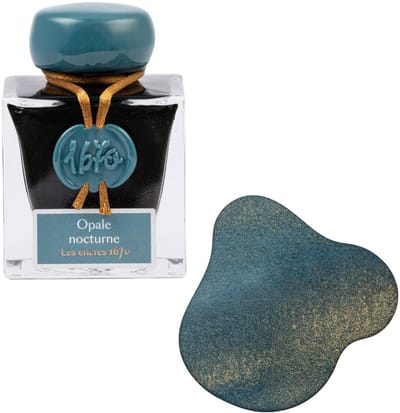 Jacques Herbin Vulpen inkt - Inkt 1670 - Opale nocturne - 50 ml - Groen - gouden glitters