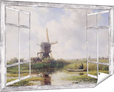 Gards Tuinposter Doorkijk In ’t Gein bij Abcoude - Willem Roelofs - 150x100 cm - Tuindoek - Tuindecoratie - Wanddecoratie buiten - Tuinschilderij