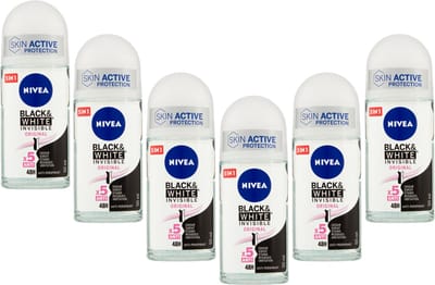 Nivea Deodorant roller Black & White Original - Voordeelverpakking 6 x 50 ml.