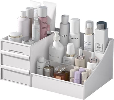 IBBO® - Make-up Organizer - Make-up Houder - Make-up opslag - Sieraden Bakje - Makkelijk te gebruiken - Dames - Bureau - 28x17x13CM - Wit