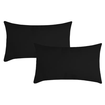 Stof Textile sierkussen Nelson - 2x - zwart - 30 x 50 cm - bank kussens - zitkussens - binnen/buiten - polyester