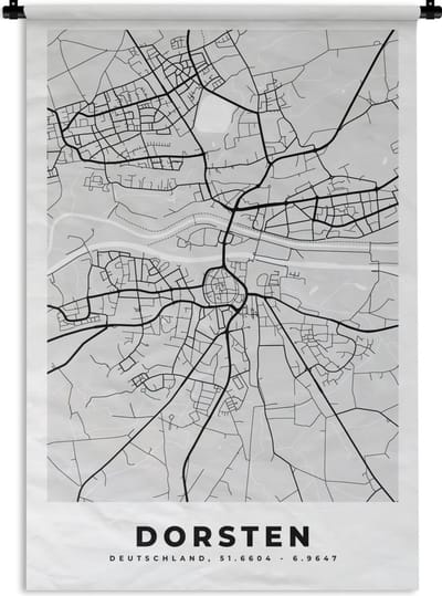 Wandkleed - Wanddoek - Plattegrond - Duitsland - Dorsten - Kaart - Stadskaart - 120x180 cm - Wandtapijt