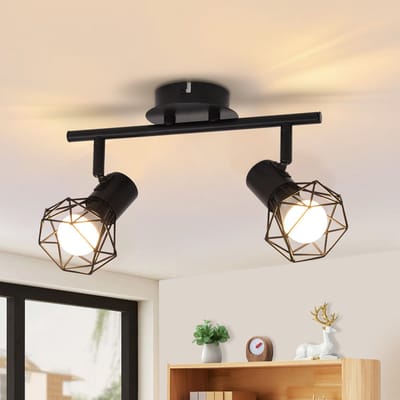 NETTLIFE Opbouwspot - 2 lichts - E14 - Moderne Plafondspot | rond Spotje - L 280 mm - Zwart - Keuken | Woonkamer | Slaapkamer-excl. lichtbron