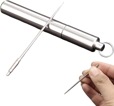 Metalen Tandenstokers - Herbruikbaar Set - Mondhygiëne - Titanium Legering - 8 x 3 x 3 cm - Zilverkleurig