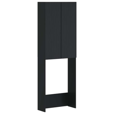 vidaXL - Toiletkast - ARNHEM - Zwart - 66 - x - 25,5 - x - 190 - cm - Bewerkt - hout