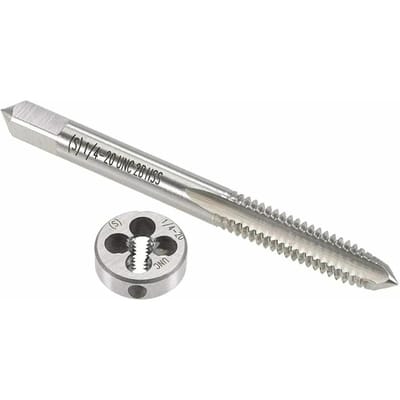 Ensemble de tarauds et filières pratique 14 -20Unc Haute Qualité R14 Filetage à Droite Taraud HSS Filière Taraud à Bouchon Filetage de Vis Métrique argenté