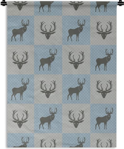 Wandkleed - Wanddoek - Hert - Stippen - Blauw - 150x200 cm - Wandtapijt
