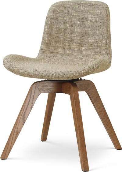 Nolon Noor-Fé draaibare Eetkamerstoel taupe melange - walnoot houten onderstel - japandi - stoffen zitting - elegant