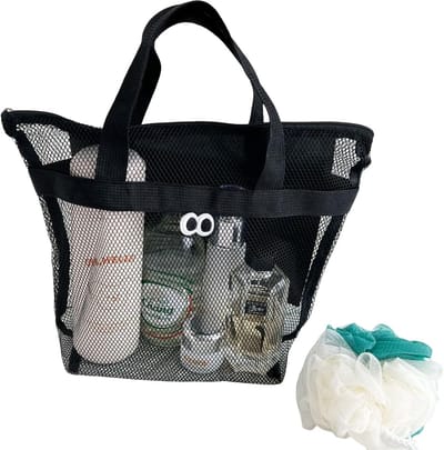 Daity 1 stuk – Opbergtas met grote opening, handzame nettas, tas met grote capaciteit, esthetisch aantrekkelijk, eenvoudige strandtas, handig voor onderweg.