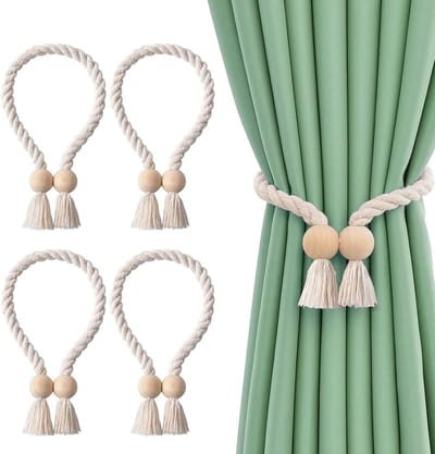 Set van 4 Magnetische Houders met Sterke Magneten voor Gordijnen, Decoratieve Gewichten en Bevestigingshaken, Ideaal voor Thuis en Kantoor zonder Boren