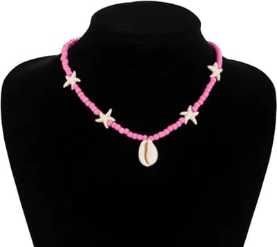 Zeester Choker Ketting voor Dames en Heren – Zeester Kralen Ketting, Clavicle Ketting -Zomers Strand Sieraad - Trendy Mode Sieraden - Roze
