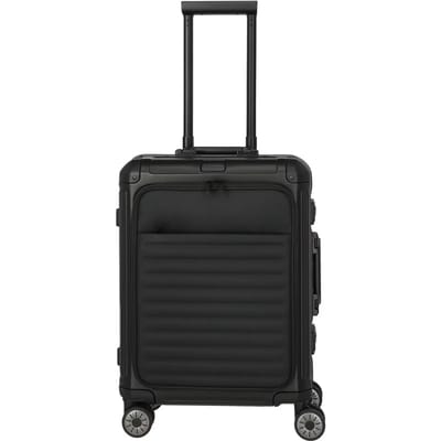 Travelite Next Aluminium Handbagage Koffer Met Voorvak 55cm Zwart - Handbagage koffers