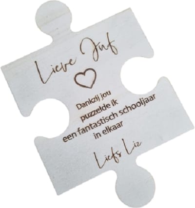 Lieve juf puzzelstuk gepersonaliseerd - decoratie - 21 x 14 cm