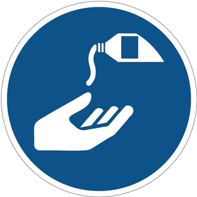 Beschermende crème verplicht gebodsbord - M022 | gecoat dibond materiaal | 10 cm